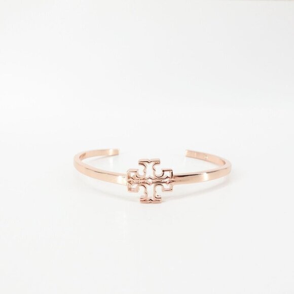 Tory Burch Britten Logo Cuff Bracelet Rose Gold OS - Picture 1 of 12